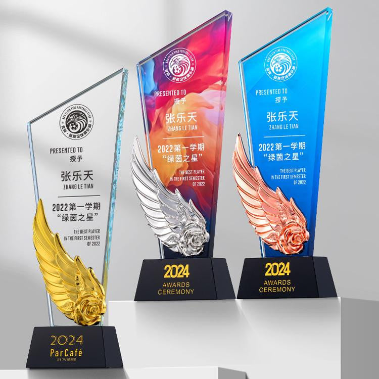 Custom Metal + Cr- ystal Trophy Award - Model #089