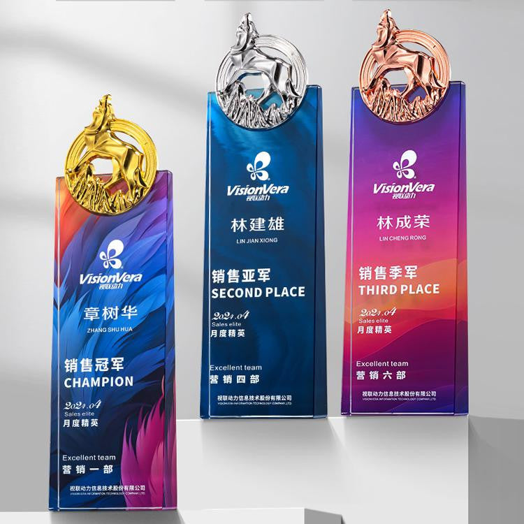 Custom cm Material: Metal + Crystal Trophy Award - Model #087