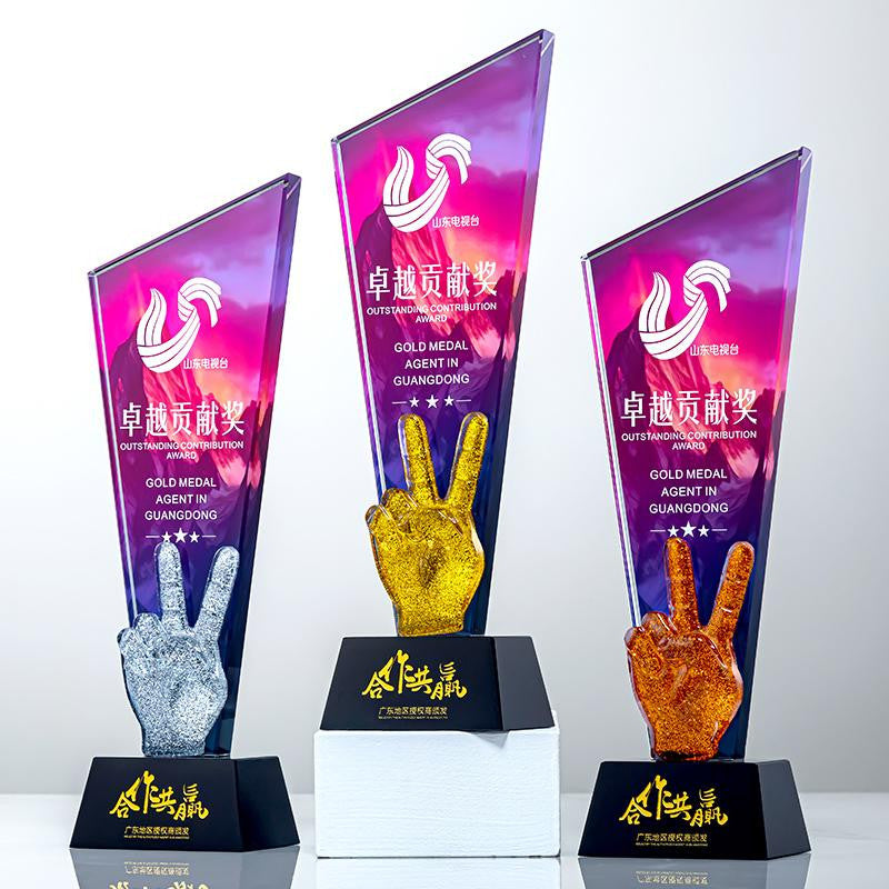 Custom Crystal + Resin Trophy Award - Model #084