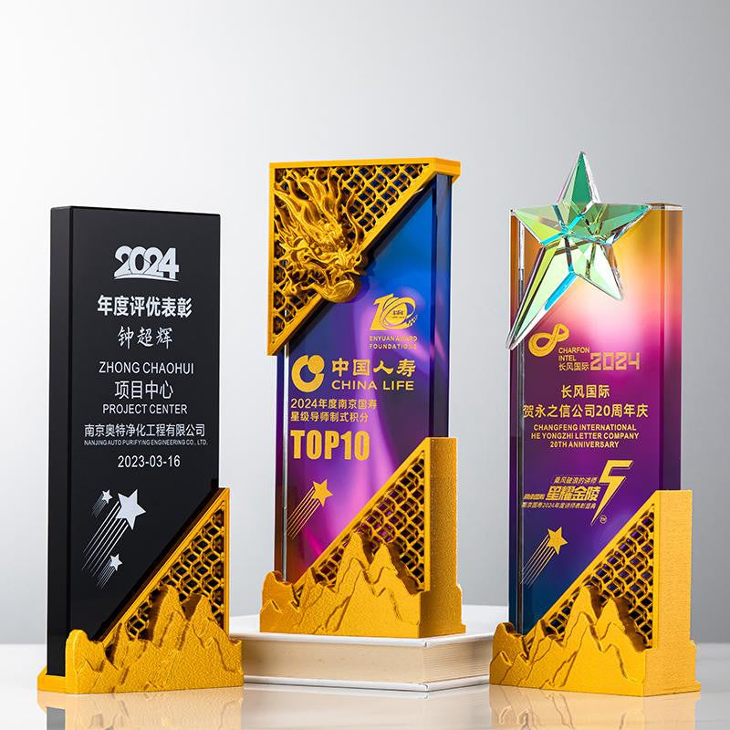 Custom 3D printing + crystal Trophy Award - Model #124
