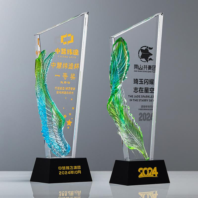 Custom Crystal + Glazed Trophy Award - Model #017