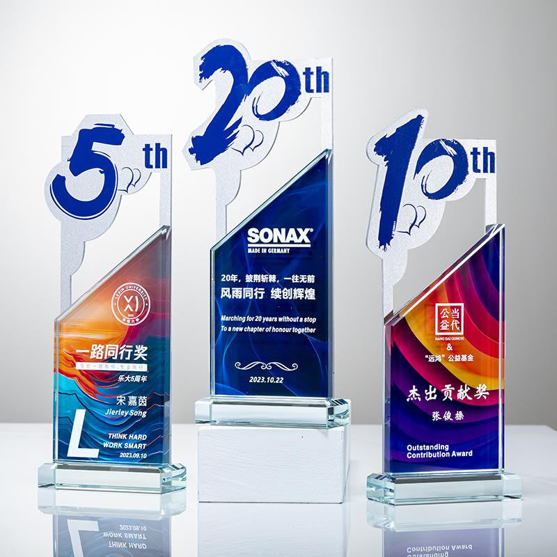 Custom Crystal + Alu- minum Plate/Aluminum- Plastic Composite Plate Trophy Award - Model #215