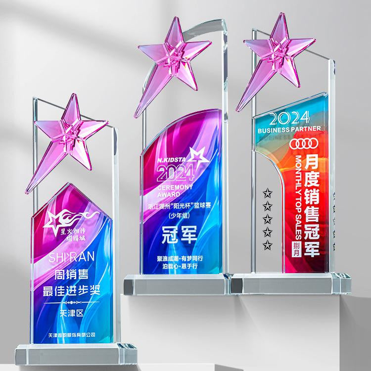 Custom Crystal + Acrylic Trophy Award - Model #050