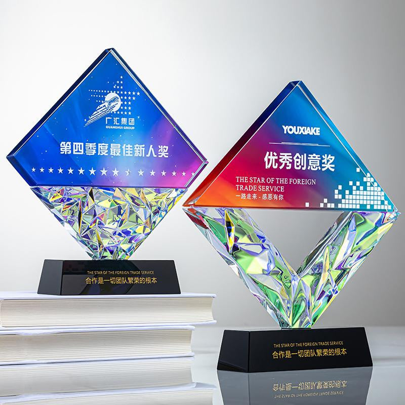 Custom Crystal + Black Crystal Trophy Award - Model #002