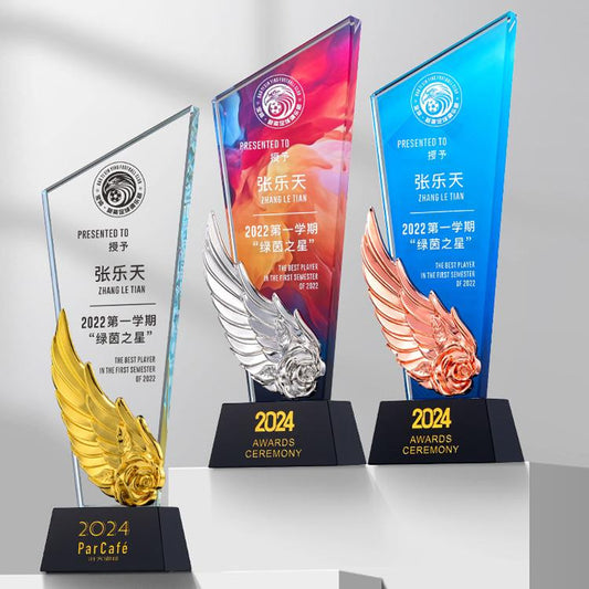 Actual Product Sample - Custom Metal + Cr- ystal Trophy Award - Model #089 (PJH-089)