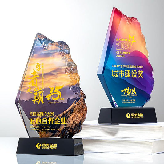 Actual Product Sample - Custom Crystal Trophy Award - Model #059 (PJH-059)