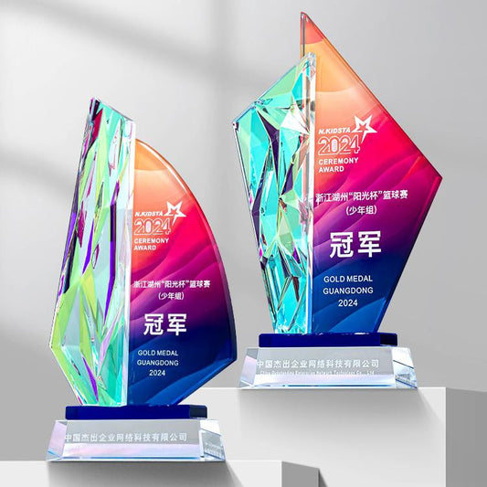Actual Product Sample - Custom Crystal Trophy Award - Model #075 (PJH-075)