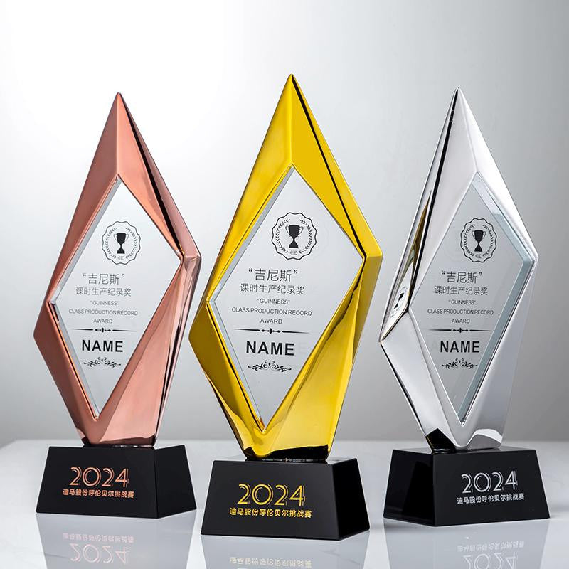 Custom Resin + Bl- ack Crystal Trophy Award - Model #060