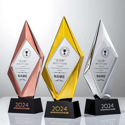 Actual Product Sample - Custom Resin + Bl- ack Crystal Trophy Award - Model #060 (PJH-060)