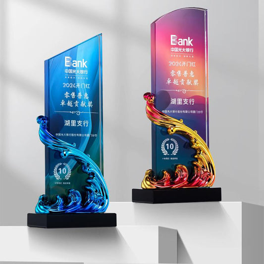 Actual Product Sample - Custom Resin + Cr- ystal Trophy Award - Model #092 (PJH-092)