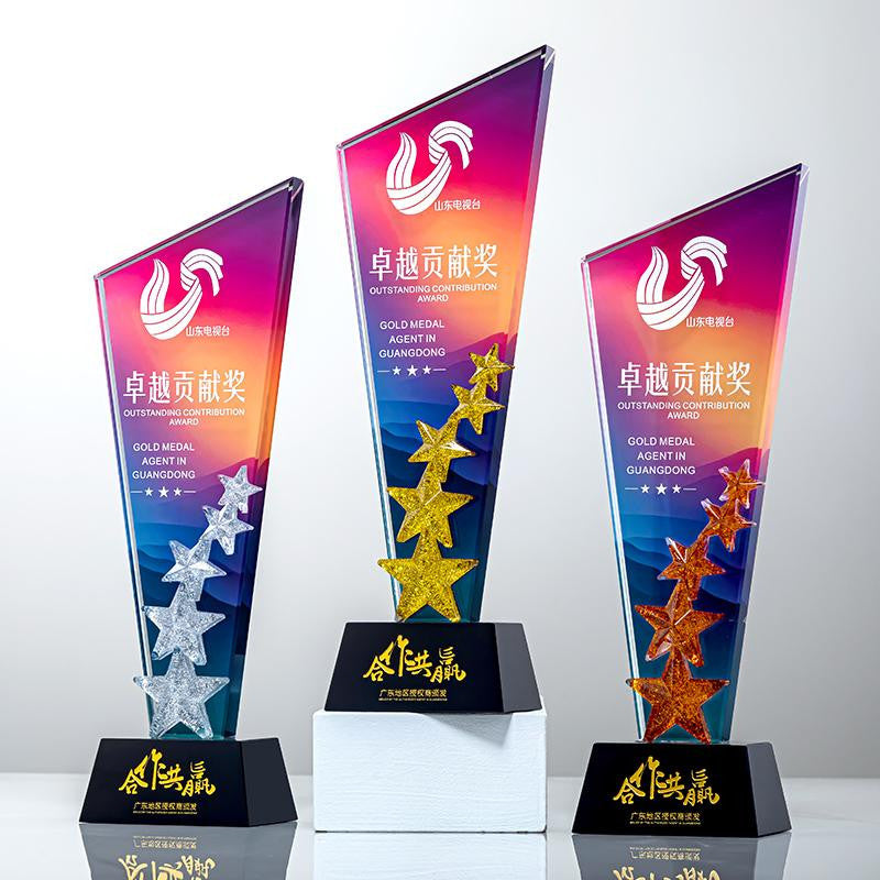 Custom Crystal + Resin Trophy Award - Model #082