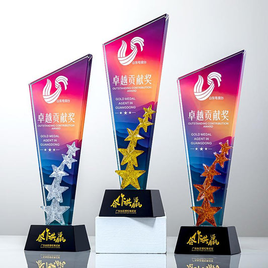 Actual Product Sample - Custom Crystal + Resin Trophy Award - Model #082 (PJH-082)
