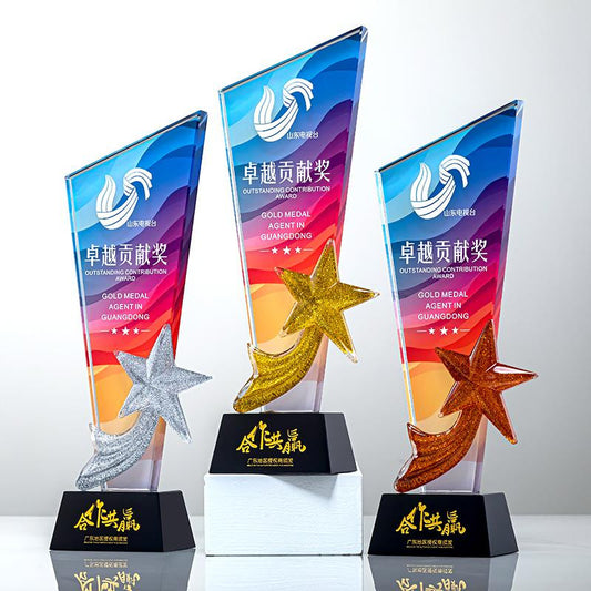 Actual Product Sample - Custom Crystal + Resin Trophy Award - Model #081 (PJH-081)