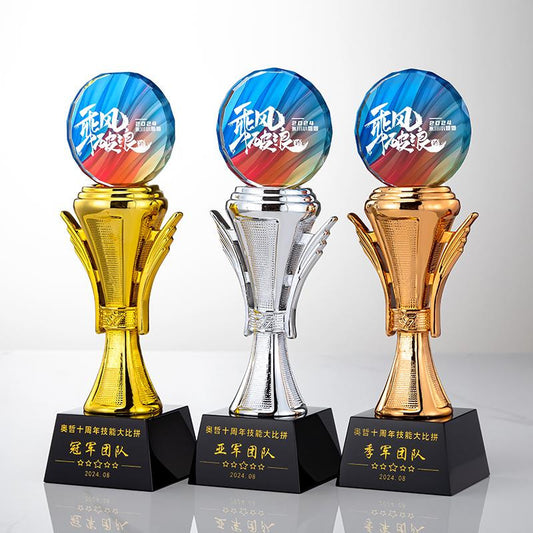 Actual Product Sample - Custom Crystal + Re- sin Trophy Award - Model #095 (PJH-095)