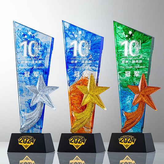 Actual Product Sample - Custom Crystal + Resin/Metal Trophy Award - Model #118 (PJH-118)