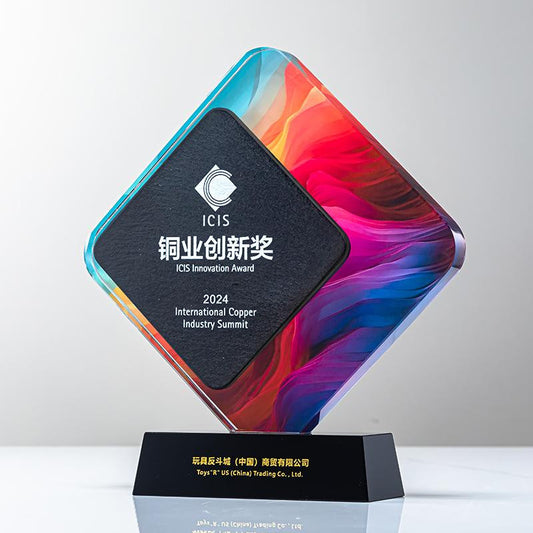 Actual Product Sample - Custom Crystal + Marble Trophy Award - Model #106 (PJH-106)