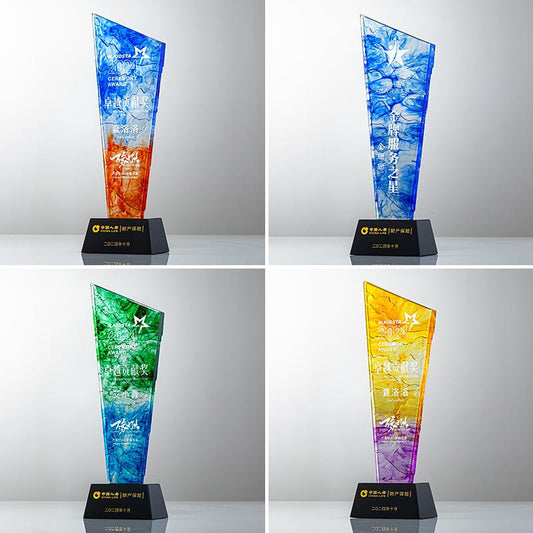 Actual Product Sample - Custom Crystal + Resin Trophy Award - Model #117 (PJH-117)