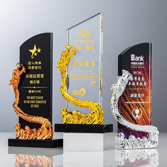 Actual Product Sample - Custom Resin + Cr- ystal Trophy Award - Model #120 (PJH-120)