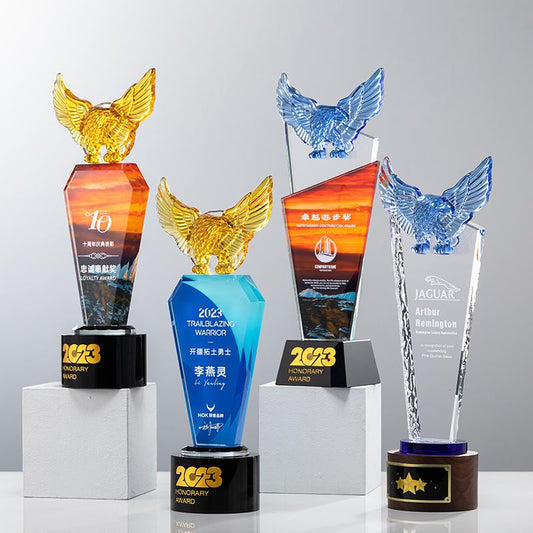 Actual Product Sample - Custom Crystal + Black Crystal Heavy Quantity: ≈1300g Trophy Award - Model #129 (PJH-129)