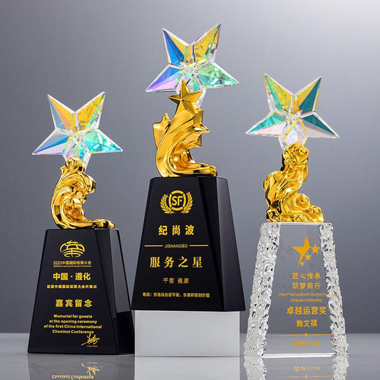 Actual Product Sample - Custom Crystal Trophy Award - Model #128 (PJH-128)