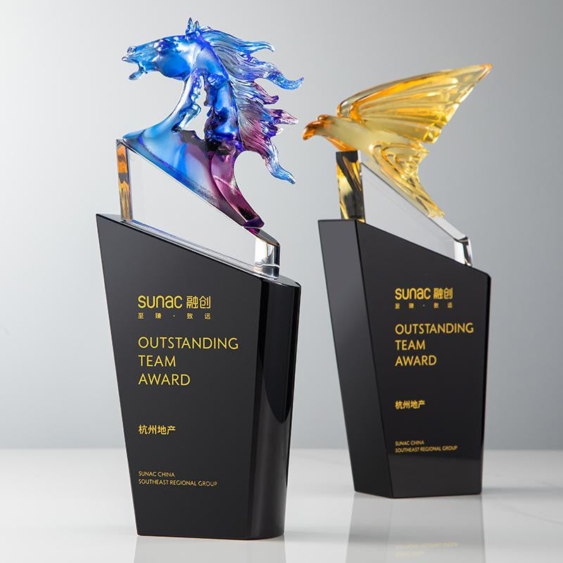 Custom Crystal + Glazed Trophy Award - Model #160