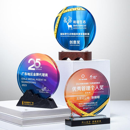 Actual Product Sample - Custom Crystal + Marble Trophy Award - Model #133 (PJH-133)