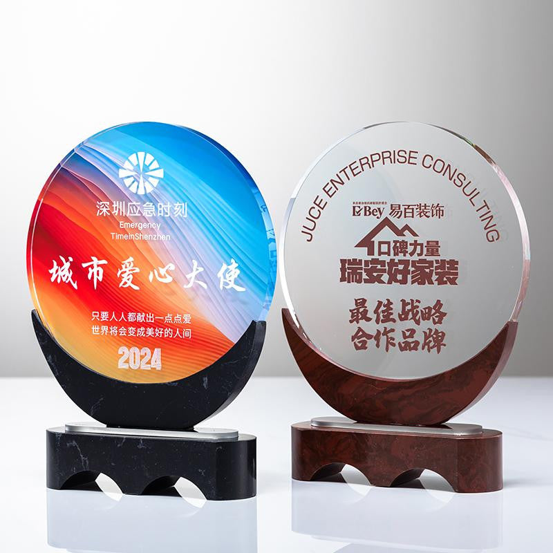 Custom Crystal + Marble Trophy Award - Model #132