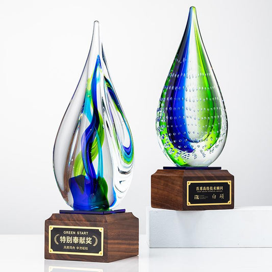 Actual Product Sample - Custom Traditional glazed tile + solid wood Trophy Award - Model #162 (PJH-162)