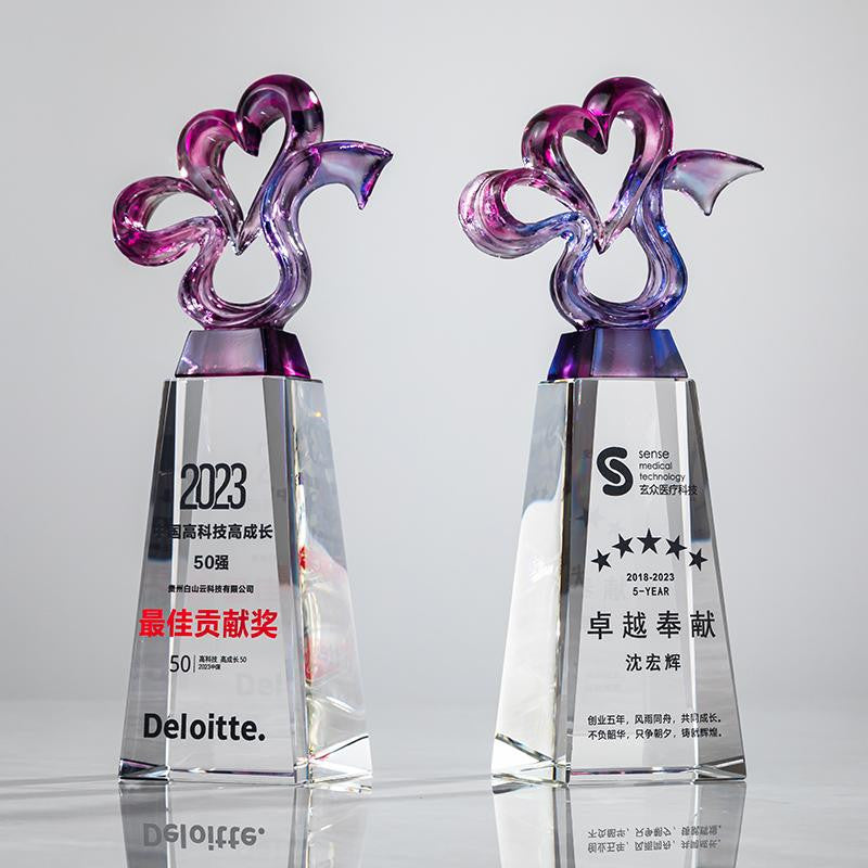 Custom Traditional gla- zed glass + high- transparency crystal Trophy Award - Model #161