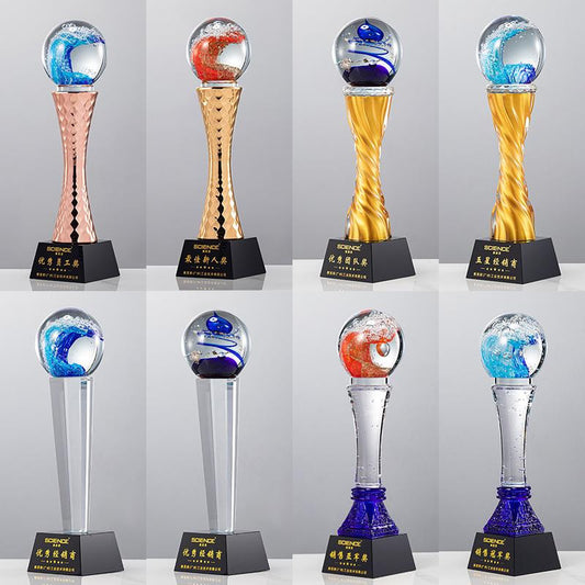 Actual Product Sample - Custom Crystal Trophy Award - Model #146 (PJH-146)