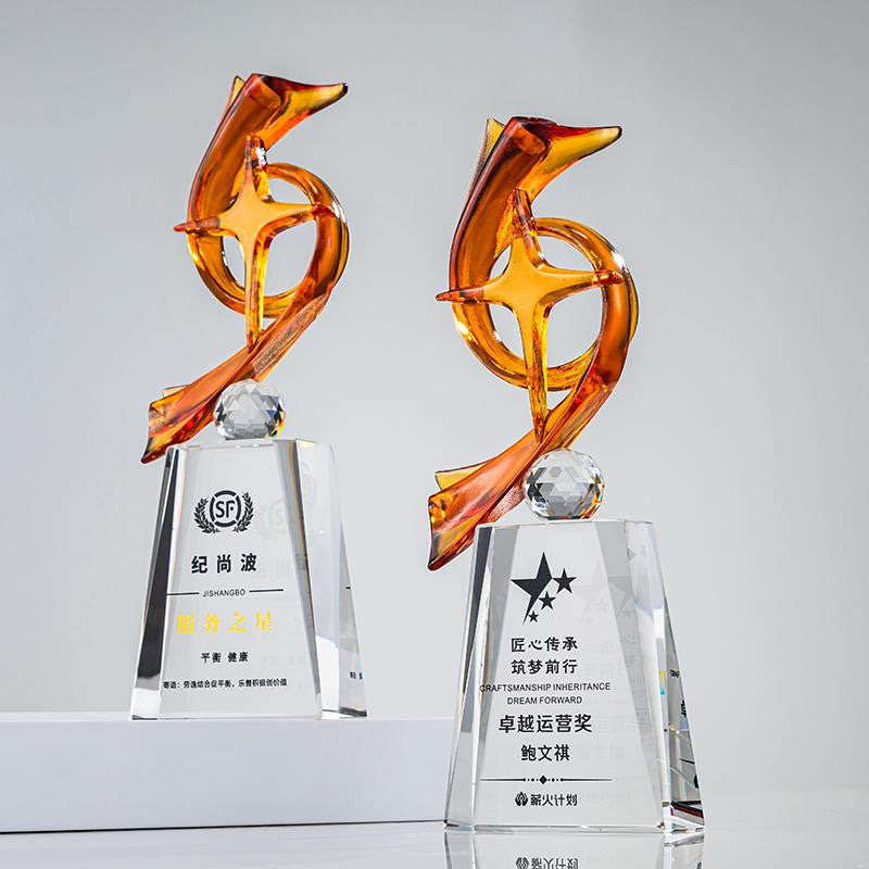 Custom Traditional gla- zed glass + high- transparency crystal Trophy Award - Model #156