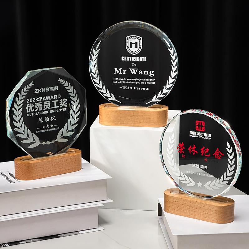 Custom Crystal + Beech Crystal + Beech Trophy Award - Model #190