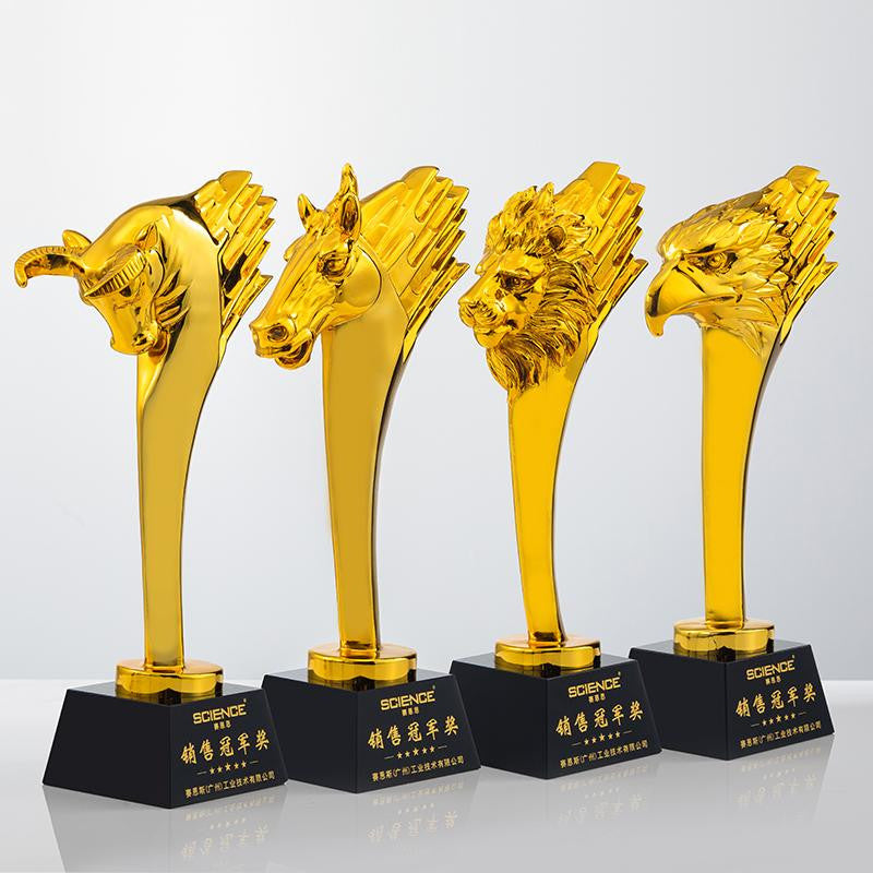 Custom Electroplated resin + black crystal Trophy Award - Model #192