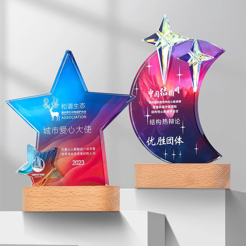 Custom Crystal + Beech Trophy Award - Model #179