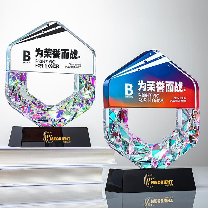 Custom Crystal + Black Crystal Trophy Award - Model #003
