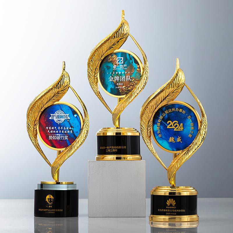Custom Metal + Crystal Trophy Award - Model #021