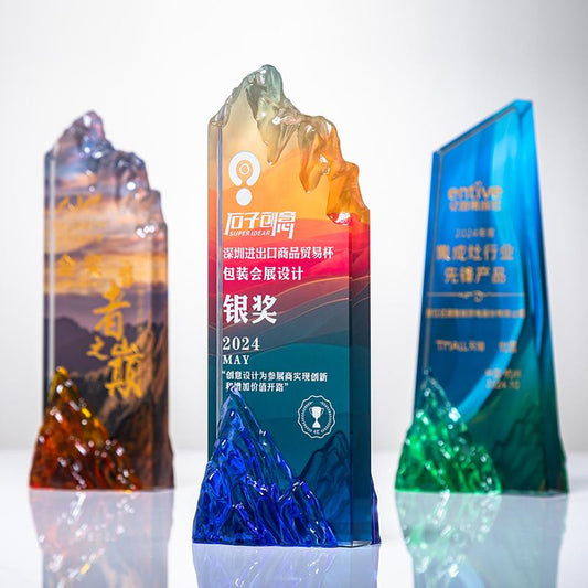 Actual Product Sample - Custom Crystal + Resin Trophy Award - Model #025 (PJH-025)
