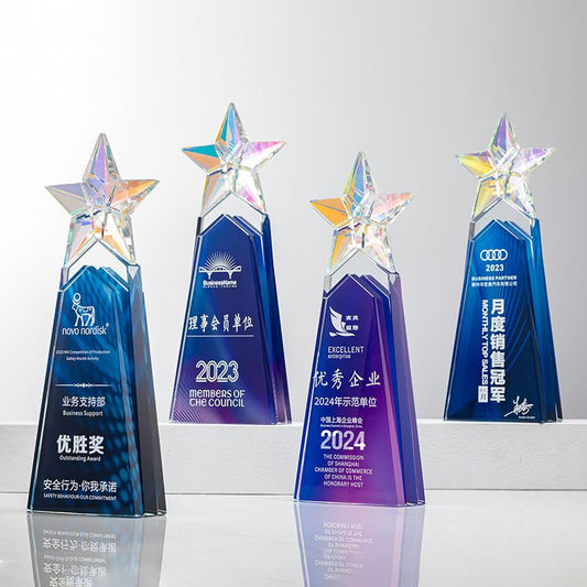 Actual Product Sample - Custom Crystal Trophy Award - Model #030 (PJH-030)