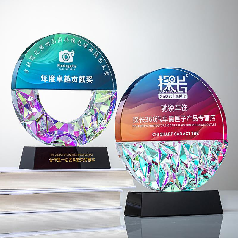 Custom Crystal + Black Crystal Trophy Award - Model #004