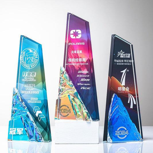 Actual Product Sample - Custom Crystal Trophy Award - Model #028 (PJH-028)