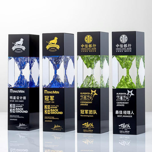 Actual Product Sample - Custom Crystal Trophy Award - Model #052 (PJH-052)
