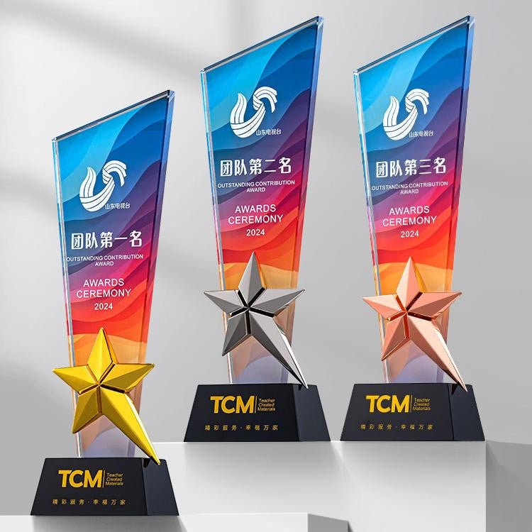 Custom Crystal + Metal Trophy Award - Model #031