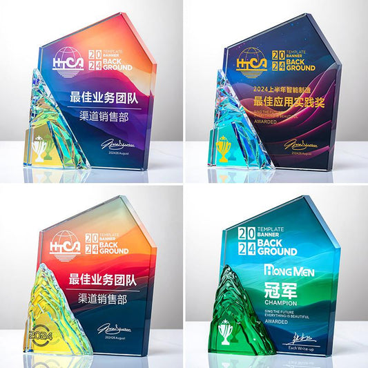 Actual Product Sample - Custom Crystal + Resin Trophy Award - Model #029 (PJH-029)